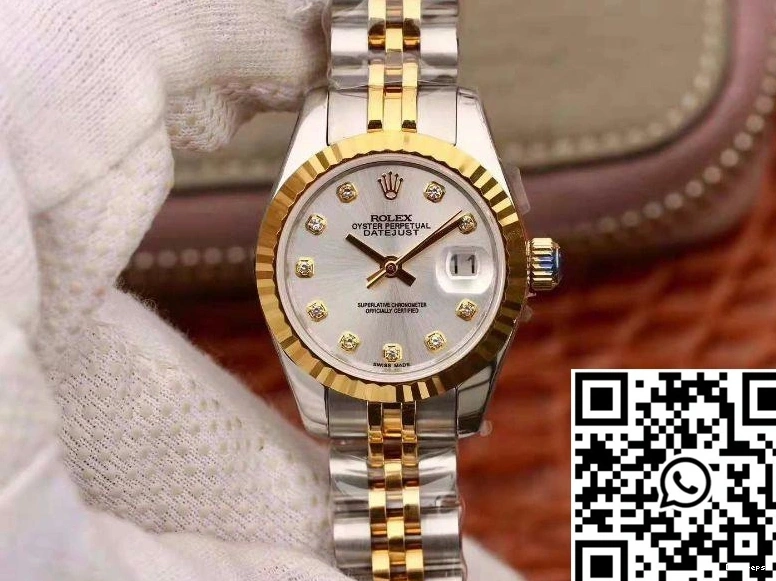 Datejust 18K Dial Lady 28MM Gold Rolex Silver 0206